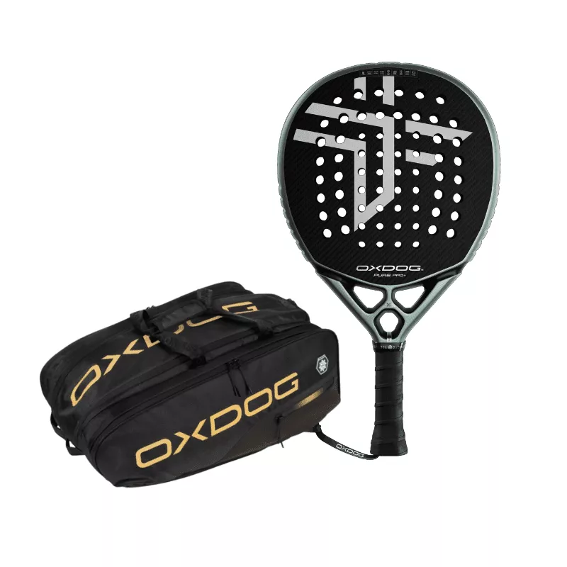 Oxdog Combi Deal Pro Oxdog Pure Pro+ 2026 padelracket en Oxdog Hyper Pro thermo racketbag black/gold padeltas | PadelShopWestland