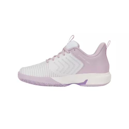 Zijaanzicht K-Swiss Ultrashot Light Padel dames in wit roze en paars Padelshopwestland.nl